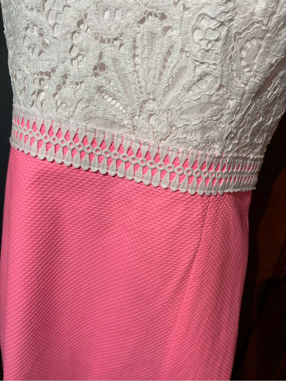 Lilly Pulitzer White Lace Bodice Pink A-Line Midi Dress - Picture 2 of 10